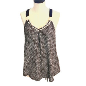 Juniors Xhilaration Black And White Racerback Flowy Tank Top Size Medium